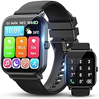 Smart Watch, Bluetooth 5.3 Calling Function, 1.85 Inch Large Screen, Compatible with iPhone, Android Compatible, Calls/App Notifications, IP68 Dustproof, Waterproof, Long Lasting Battery, 100 Exercise
