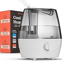 Cool Mist Humidifier - 2.2L Water Tank, for Bedroom, Baby, Quiet Ultrasonic Air Vaporizer, Adjustable Mist Level, 360 Nozzle Rotation, Auto-Shut Off, Large Area Humidifiers Easy Fill and Clean (Grey)