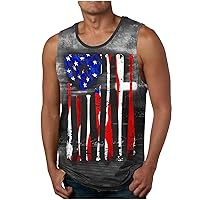 Novelty USA Flag Print Tank Tops Mens Breathable Sleeveless Beach T-Shirt Summer Casual Crewneck Workout Tanks Shirt