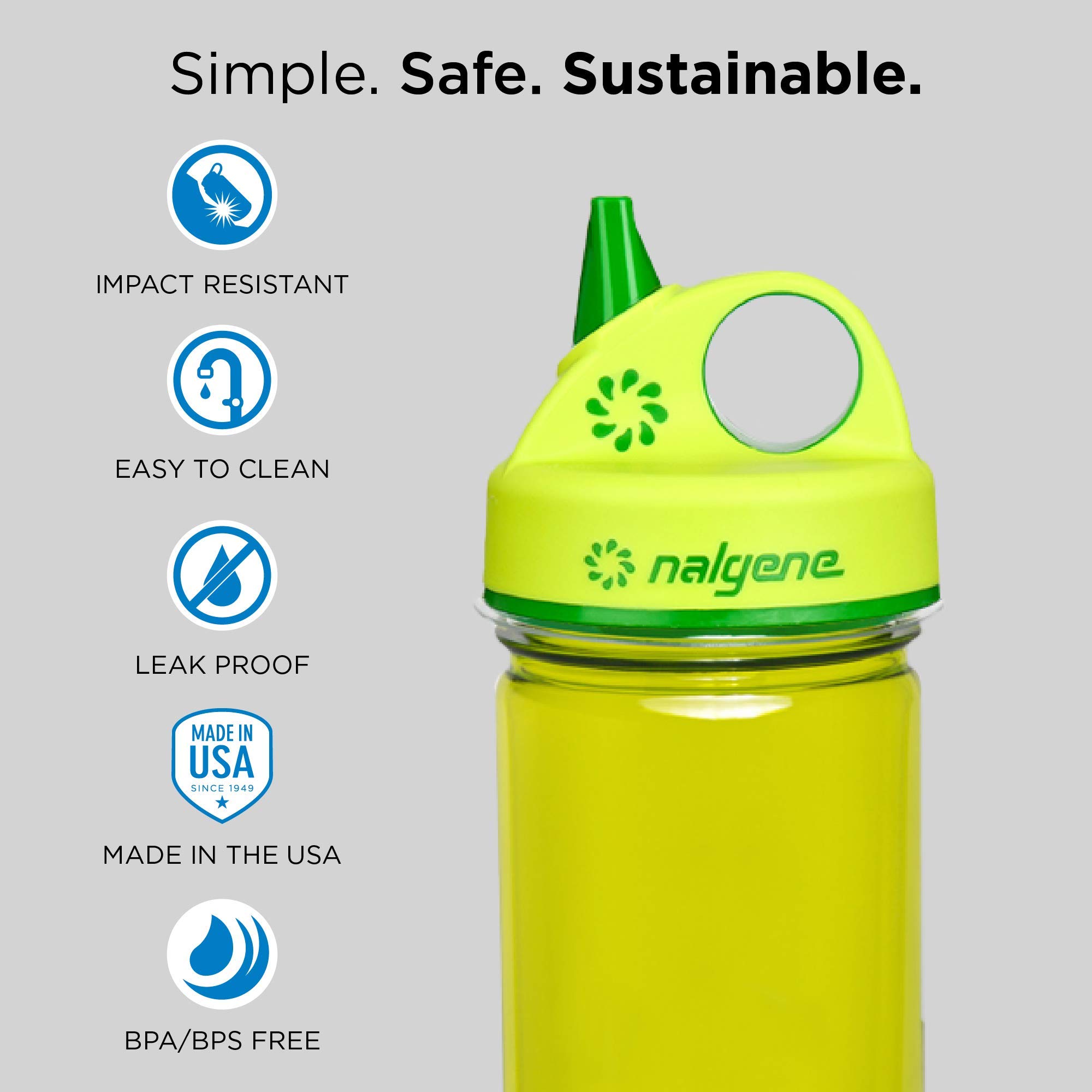 Nalgene Kids Grip-N-Gulp Water Bottles, Leak Proof Sippy Cup, Durable, BPA and BPS Free, Dishwasher Safe, Reusable and Sustainable, 12 Ounces