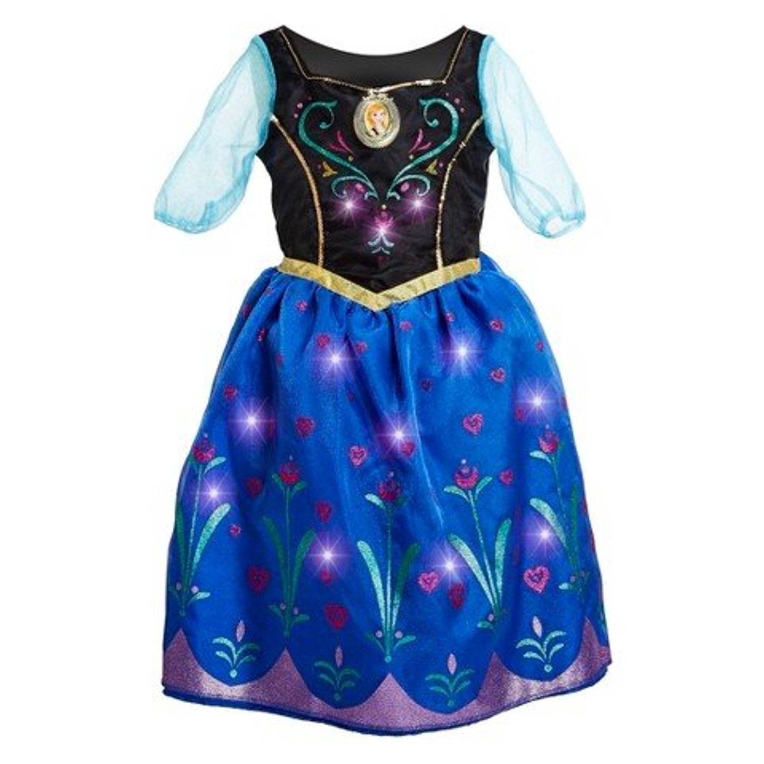 Disney Frozen Anna Musical Light-Up Dress Size 7/8, Black