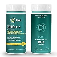 Iwi Life Omega-3 Essential & DHA Omega-3 Bundle, 30 Servings, Vegan Plant-Based Algae Omega 3, Krill & Fish Oil Alternative, No Fishy Aftertaste