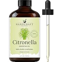 Handcraft Blends Citronella Essential Oil - Huge 4 Fl Oz - 100% Pure and Natural - Premium Grade with Glass Dropper