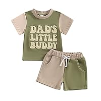 Baby Boy Summer Outfit Short Sleeve Letters Print T-Shirt Elastic Waist Shorts Toddler Boy Short Set