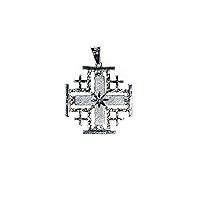 Sterling Silver (925) Jerusalem Crusader's cross Pendant. Handcrafted in the Holy Land. Two layer cross with Bethlehem star hand engraved.