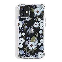 for iPhone 11 Case Clear 6.1 Inch with Pattern Design, Protective Slim TPU Cover + Shockproof Bumper for Women and Girls (Flowers/Blue)