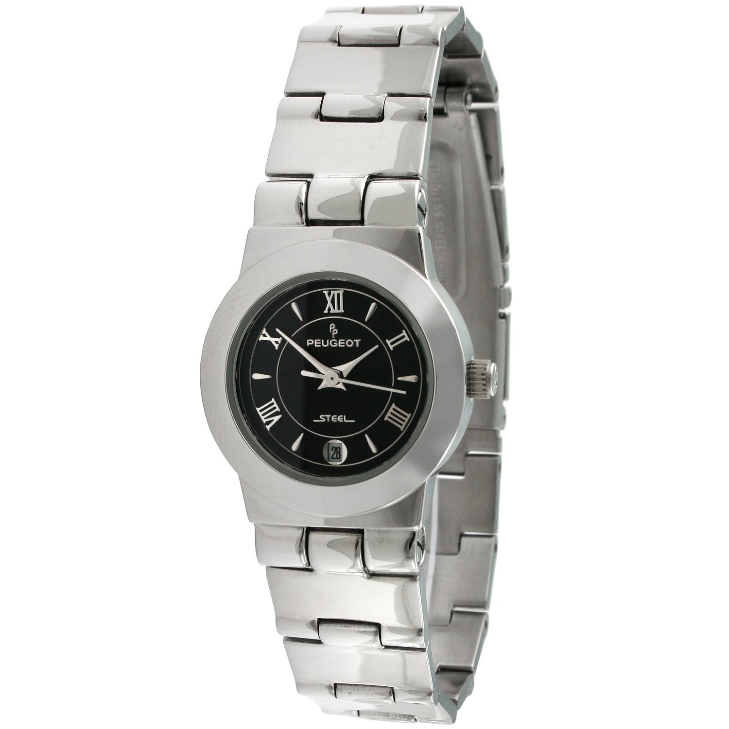 Peugeot Women's Japanese Quartz Wrist Watch with 25mm Roman Numerals Dial and Stainless Steel Bracelet