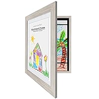Americanflat Front Loading Kids Art Frame in Driftwood - 8.5x11 Picture Frame with Mat and 10x12.5 Without Mat - Kids Artwork Frames Changeable Display - Frames for Kids Artwork Holds 100 Pieces