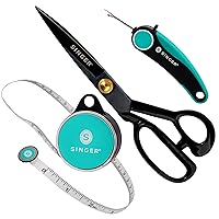 SINGER ProSeries 10 Inch Sewing Fabric Scissors, Heavy Duty Forged Steel Industrial Tailor Shears for Leather and Fabric with Folding Seam Ripper and 96 Inch Retractable Tape Measure for Dressmaking