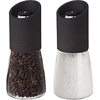 Maison Glass and Black 6 inch Ceramic Grinder and Salt Pepper Mill, 6
