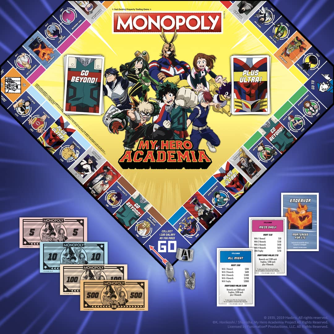 Monopoly: My Hero Academia Board Game | Buy, Sell, Trade Fan-Favorite Heroes from The Popular Anime Show | Classic Monopoly Game | Officially-Licensed My Hero Academia Merchandise