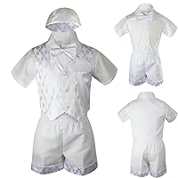 Boys Baby Toddler Baptism Church Baptism Vest Shorts Suit White Hat S-4T (2T)