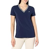 Nautica Women's Solid V-Neck Short Sleeve T-Shirt