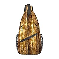 Gold Sequin Sparkle Sling Backpack Multipurpose Crossbody Bag Sling Bag Daypack For Travel Hiking Sports