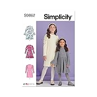 Simplicity Children's and Girls' Knit Dresses Sewing Pattern Packet, Sizes 7-8-10-12-14, Multicolor