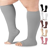Mojo Compression Socks - Opaque Knee-Hi Open Toe Support Stockings 20-30mmHg, Relieves Discomfort from Post-Thrombotic Syndrome, Lymphatic and Venous Issues - 1 Pair