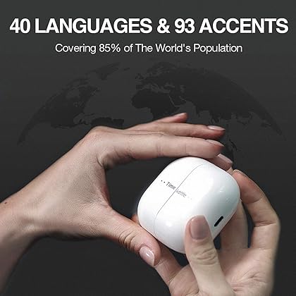 Timekettle M2 Language Translator Earbuds - Supports 40 Languages & 93 Accent Online, Instant Voice Language Translator with Bluetooth & APP, True Wireless Earbuds for Music and Call Fit iOS & Android