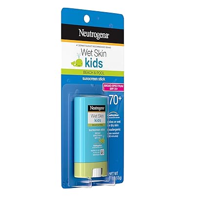 Neutrogena Wet Skin Kids Water Resistant Sunscreen Stick for Face and Body, Broad Spectrum SPF 70, 0.47 oz