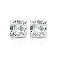 2 TCW Asscher Cut Moissanite Earring Diamond Stud Earring Solitaire Anniversary Earring Engagement Birthday Promise Gifts for Her