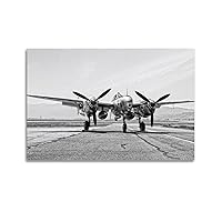 Black And White Aircraft Wall Decoration P-38 Lightning Bomber Retro World War II U.S. Air Force Military Poster Office Bedroom Aviation Aircraft Wall Art Decoration Large Wall Decoration Picture Gift