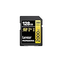 Professional 2000x SD Card 128GB, SDXC UHS-II Memory Card, Up to 300MB/s Read, for DSLR, Cinema-Quality Video Cameras (LSD2000128G-BNNAG)