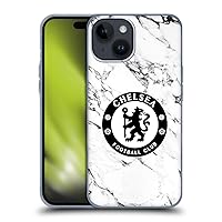 Head Case Designs Officially Licensed Chelsea Football Club White Marble Crest Soft Gel Case Compatible with Apple iPhone 15