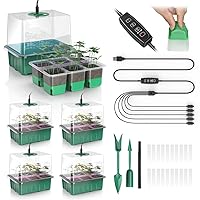 30 XL Cells Reusable Seed Starter Tray with Grow Light, 5 Pack Seed Starter Kit for Greenhouse Propagator Station Planting Growing (Green)