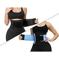 VENUZOR Waist Trainer for Women BLACK&BLUE(UP Graded) - Waist Cincher Trimmer - Slimming Body Shaper Belt - Sport Girdle Belt