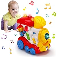 Baby Musical Train Toys 6-12 Months Push and Go Light Up Crawling Toys Infant Tummy Time Toys 3-6-9-12-18 Month Developmental Baby Toys for 1 Year Old Boy Girl Toddler Age 1-2 Birthday