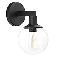 Linea di Liara Glass Globe Matte Black Wall Sconce Lighting Sferra Mid Century Modern Sconces Wall Lighting Fixture Bathroom Vanity Wall Sconces Wall Light for Hallway and Bedroom, LED Bulb Included