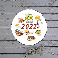 Red Truck Wreath Sign Epidemic Prevention 2022 Round Metal Tin Sign Wall Christmas Decorations Distressed Stylish Tin Signs for Bar Cafe Restaurant Garage Wall Decor 9 Inch