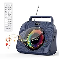 Gueray CD Player for Home, Bluetooth Desktop CD Player with Speakers, Headphone Jack FM Radio CD Player Boombox with Remote Control, Support Alarm Clock Timer USB AUX TF Card Playback
