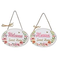 BESTOYARD 2pcs welcome sign wood wall plaque sign welcome board sign spring front porch signs front porch sign welcome home decoration Welcome Letter Wall Ornament white wooden wreath door