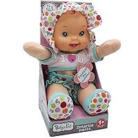 Baby's First Doll, Smartie Pants with Raspberry White T-Shirt, Machine Washable Doll, Lifelike Features, for Ages 1+