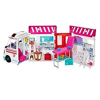Askshy Barbie Toys, Transforming Ambulance and Clinic Playset with Lights, Sounds and 20+ Accessories, Care Clinic, HKT79