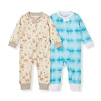 Burt's Bees Baby baby-boys Sleep and Play Pjs, 100% Organic Cotton One-piece Zip Front Romper Jumpsuit Pajamas