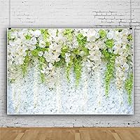 Leowefowa 10x8ft Wedding Floral Backdrop White Flower Wall Background for Lover Spring Rose Plant Romantic Weddeing Bridal Shower Birthday Party Banner Decor Photography Supplies Prop