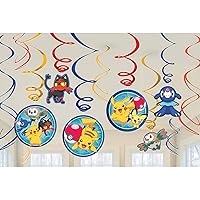 Pokemon Spiral Hanging Decorations (Pack of 12) - Multicolor Paper Swirls - Perfect for Kids' Themed Parties & Events