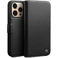 QANXGOG Genuine Leather Wallet Case for iPhone 14/14 Plus/14 Pro /14 Pro Max, Handmade Genuine Leather Cover and Shockproof TPU Inner Shell with Card Slots [Magnetic Closure]