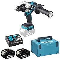 Makita 18V Li-ion LXT Brushless Combi Drill Complete with 2 x 5.0 Ah Batteries and Charger Supplied in a Makpac Case