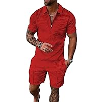 BIRW Men‘s Track Suits 2 Piece Summer Short Sets Outfits Fashion Polo Shirt Casual Short Sleeve and Shorts set