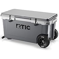 RTIC 72 Quart Ultra-Light Wheeled Cooler Hard Insulated Portable Ice Chest Box for Beach, Drink, Beverage, Camping, Picnic, Fishing, Boat, Barbecue, 30% Lighter Than Rotomolded Coolers