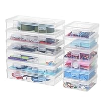 Clear Plastic Storage Boxes with Lids, Craft Jewelry Life Item Organizer for Puzzles, Pens, Rings, Needle and Thread, Nail Polish, Remote Controls (6 Pack Small + 6 Pack Medium