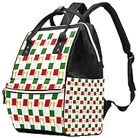 Colored Geometric Square Pattern Diaper Bag Travel Mom Bags Nappy Backpack Large Capacity for Baby Care