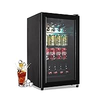 Beverage Refrigerator, 120 Cans Mini Fridge, Wine Cooler Refrigerator with Adjustable Shelving and Glass Door for Soda Beer or Wine, Perfect for Home/Bar/Office