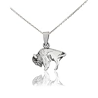 Bison Buffalo 92.5 Sterling Silver Pewter Charm Necklace Pendent Jewelry
