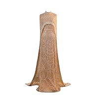 Champagne Shiny Pearls Beadings Mermaid Prom Evening Shower Party Dress Celebrity Pageant Wedding Guest Gown