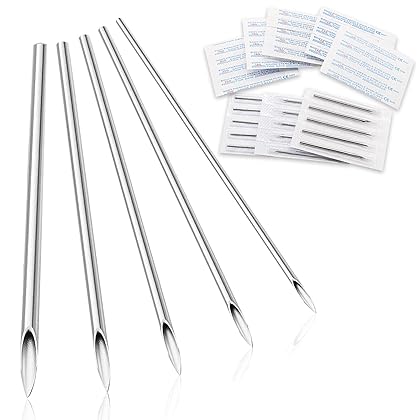 Ear Nose Piercing Needles, CINRA 50pcs Piercing Needles Mixed 12G 14G 16G 18G and 20G Stainless Steel Hollow Needles for Ear Nose Navel Nipple Lip Tongue Piercing Kits Piercing Tools Piercing Supplies