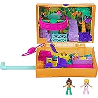 Polly Pocket Playset, Travel Toy with 2 Micro Dolls, Pet Sloths & Surprise Accessories, Jungle Safari Compact