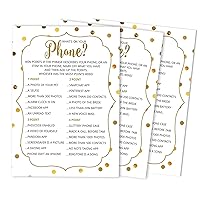 Gold Confetti Whats On Your Phone Bridal Shower Game Wedding Shower Bachelorette Party Bulk Activity Game Cards 50-Pack